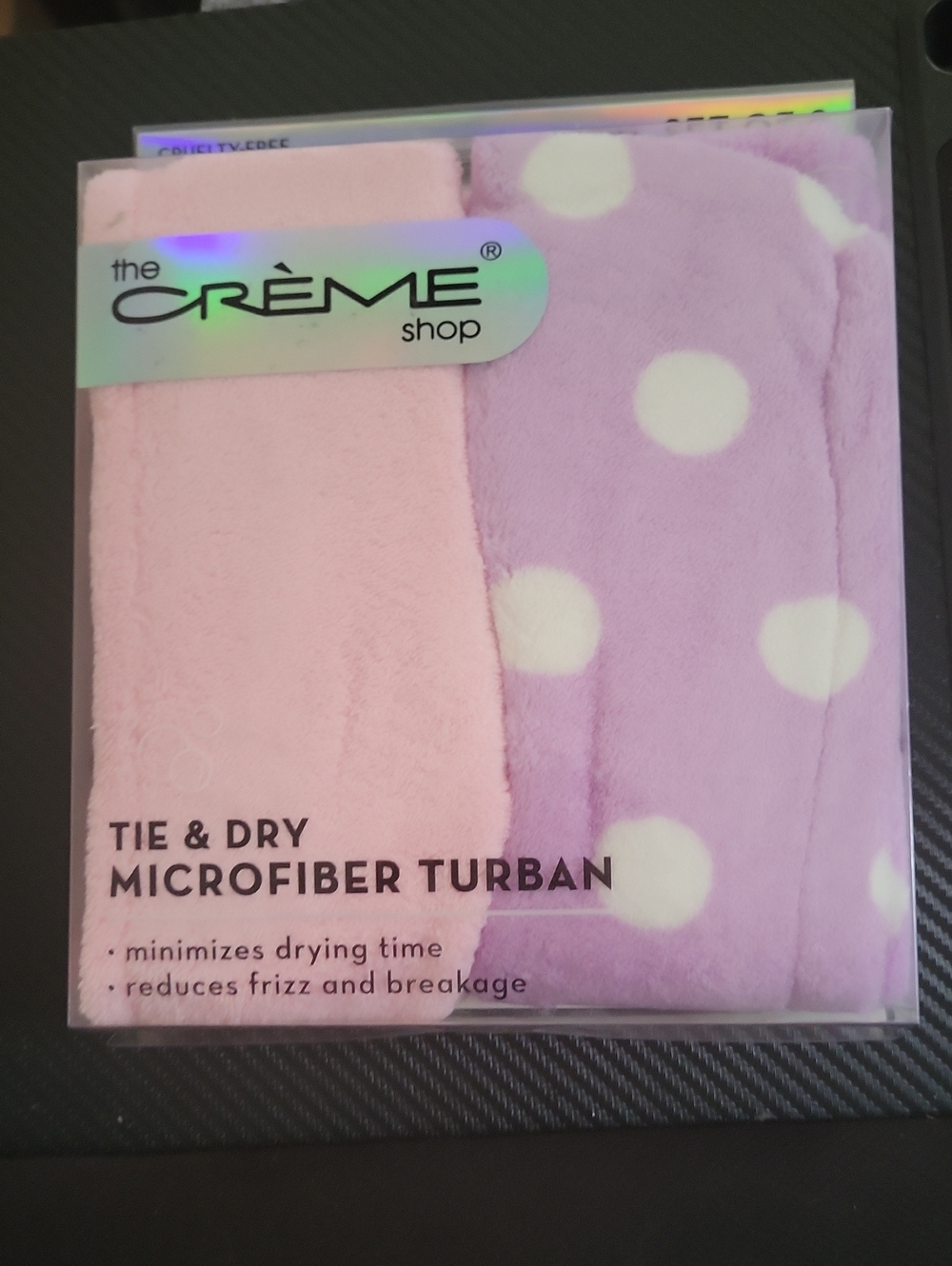 The Crème Shop Pink & Lavender Polka Dot Microfiber Hair Turban